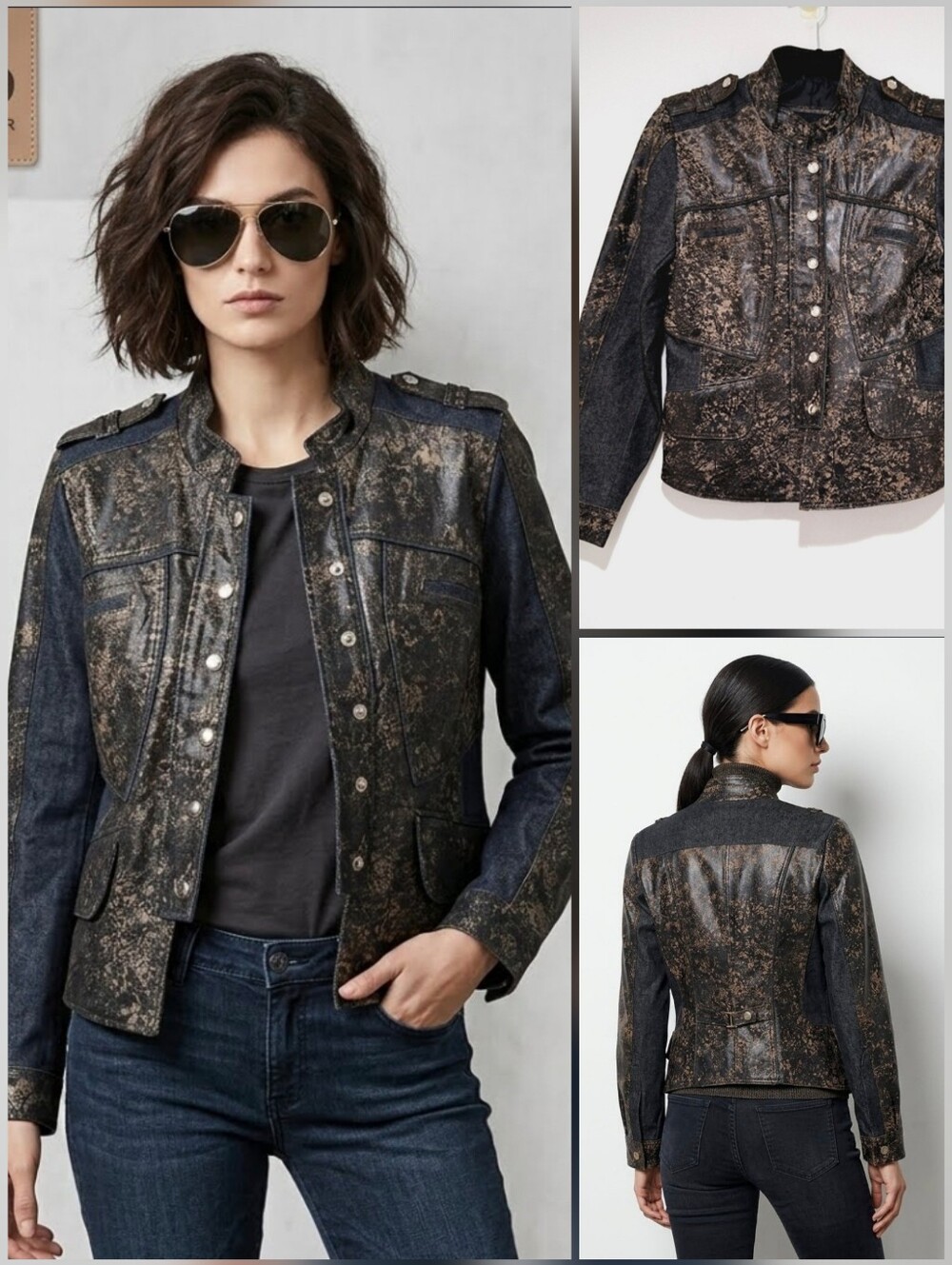❤️H&D Classic NWOT Leather Collection" denim & leather motorcycle jacket 🤍MED